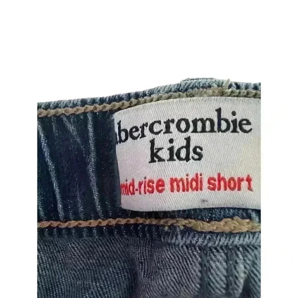 Abercrombie Kids Mid-Rise Midi Shorts Distressed Raw Hem Elastic Waist - Picture 5 of 9